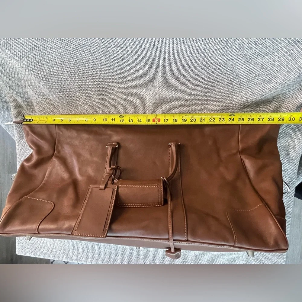 Coach Heavy Brown Leather Travel Duffel Bag with Coach Lock and Key - Picture 4 of 16